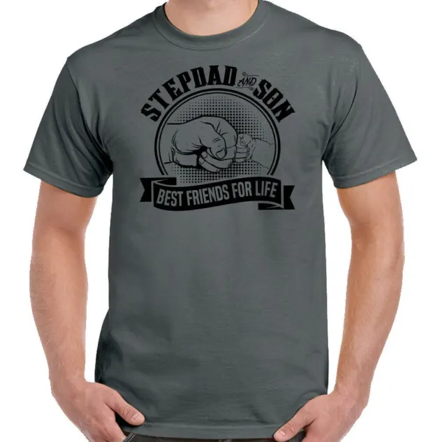 T-shirt Stepdad & Son Best Friends For Life da uomo divertente festa del papà regalo 2