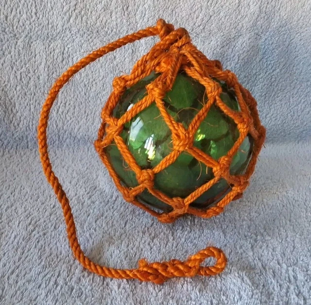 Flotteur de pêche à boule en verre japonais transparent avec filet brun D en vente B2B pour votre magasin