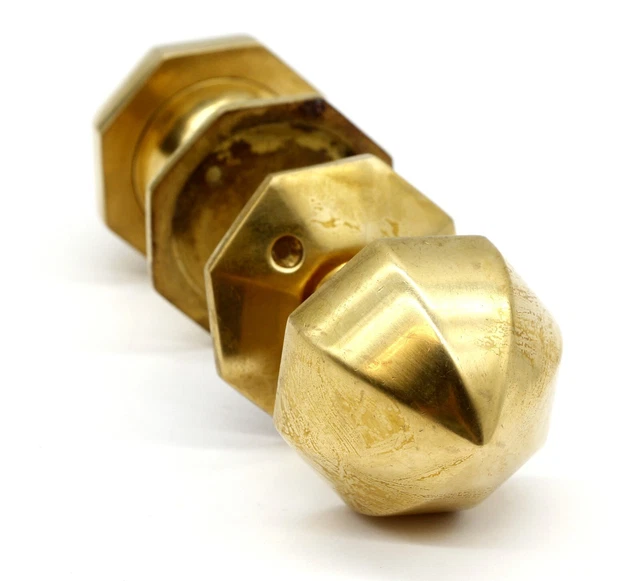 Pair of Cast Polished Brass Octagon Passage Door Knobs