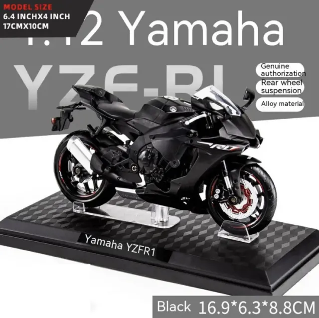 Moto Miniature Yamaha Yzf R1 Noir 1/12 Jouet Collection Modèle