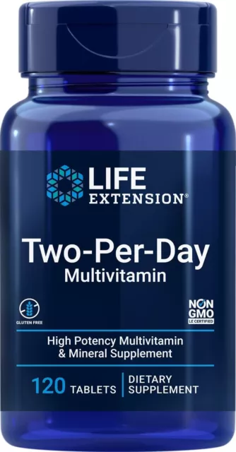 Life Extension Dos por Día Multivitamínico & Mineral 120 Tabletas