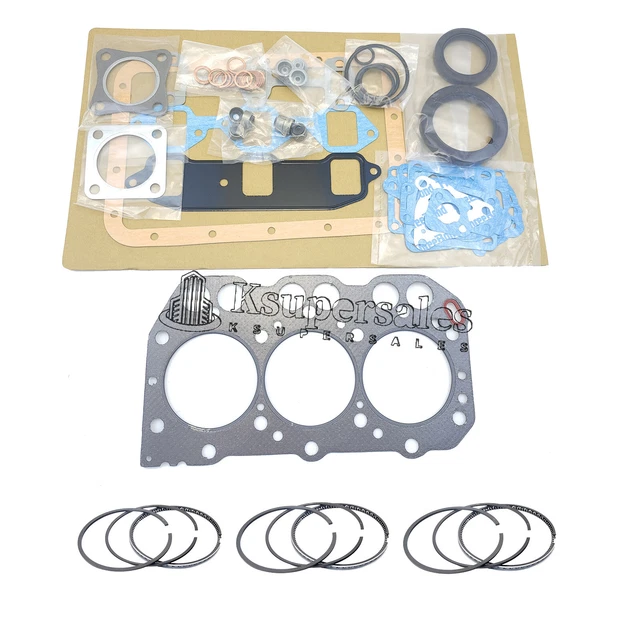 3TNA72 Full Gasket Kit + Piston Rings for Yanmar 3TNA72L 3TNA72UJ John Deere