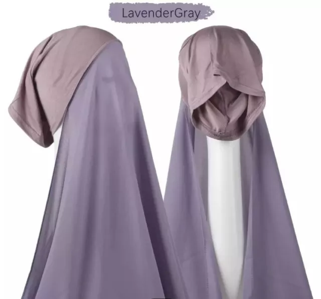 Instant Chiffon Hijab Scarf With Inner Cap (Lavender Grey) |FAST&FREE DELIVERY🚚