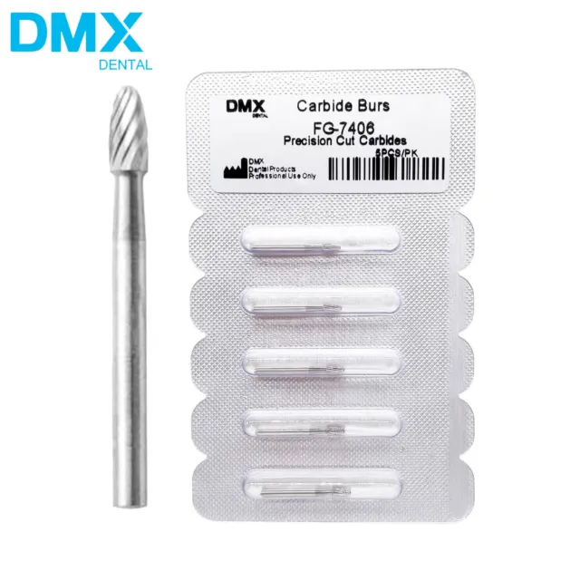 10Pcs DMX Dental Tungsten Carbide Burs Trimming & Finishing Egg Football FG 7406