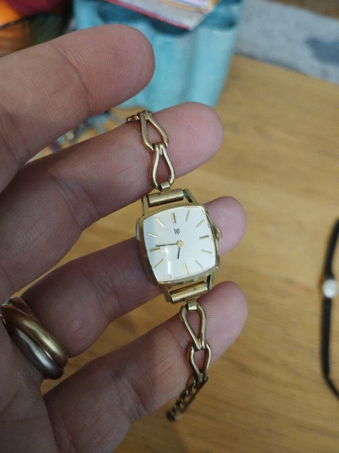 Montre Lip Femme Vintage Plaquée Or 20 Microns - Occasion - Boîtier Et Bracelet Plaqué Or