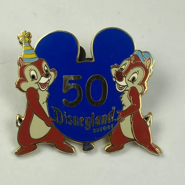 Disney Pin 50th Anniversary Chip & Dale Chipmunks Mickey Head