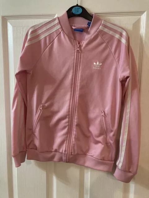 Adidas Track Top Jacket Girls Age 11-12 years - Pink 3 Stripes Originals Design