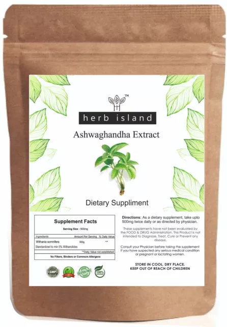 100% Naturel Ashwaghandha Extrait Régime Supplément Fatigue Anxiété Soulagement