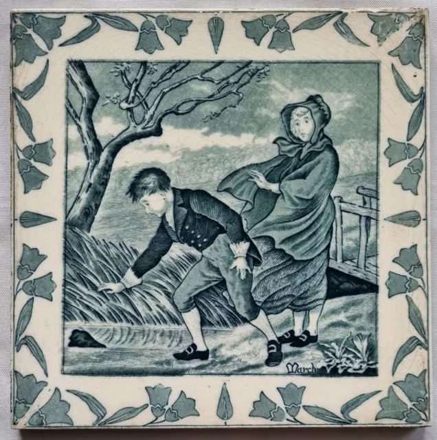 Josiah Wedgwood Tile. Old English. Months Of The Year. 8 Inch. (March) C1885.