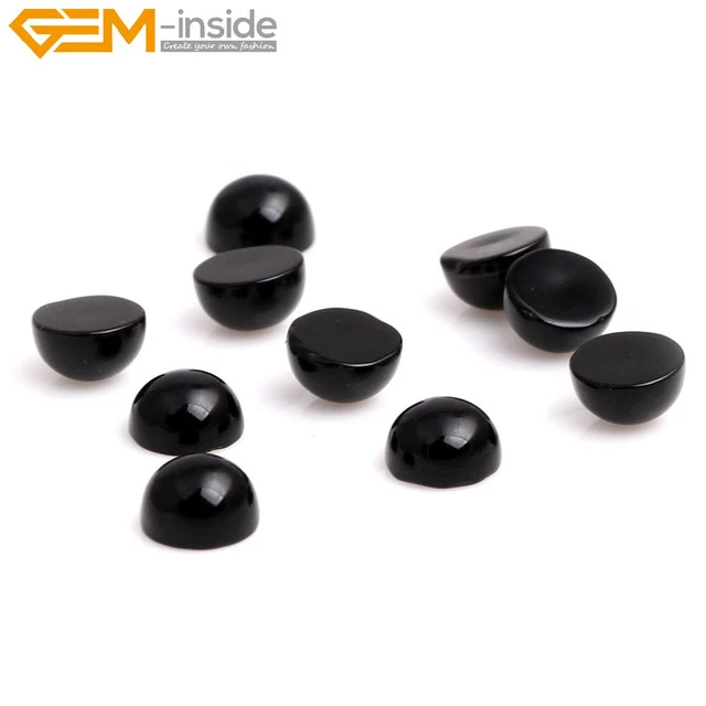 Round Natural Black Agate CAB Cabochon Beads Ring Pendant Jewelry Making 5pcs