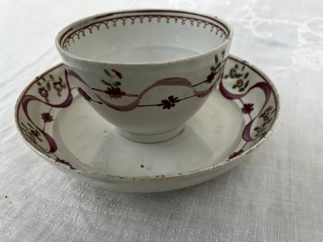 Antique New Hall Porcelain Tea Bowl & Saucer Pattern No. 172 c. 1790