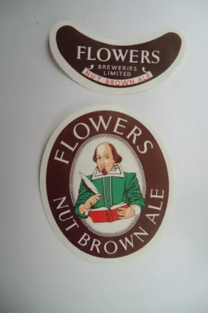 Flowers Nut Brown Ale & Shoulder Strap Brewery Beer Bottle Label