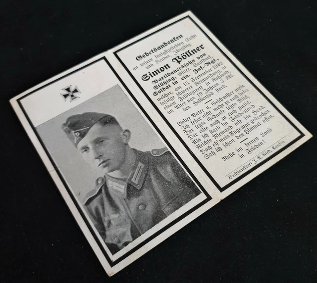 WW2 GERMAN DEATH Card for an Infantryman who Died in a Feldlazarett