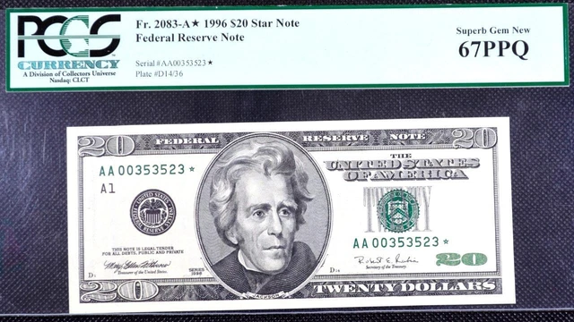 Fr. 2083-A* $20.00 1996 star Superb Gem New 67 PPQ PCGS