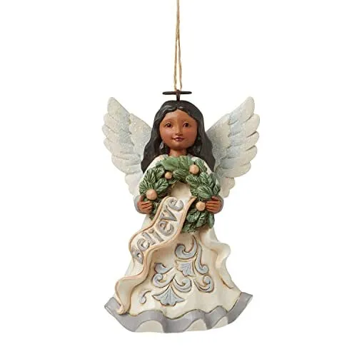 Enesco Jim Shore Heartwood Creek AA Woodland Believe Angel Ornament, 4.25 Inch