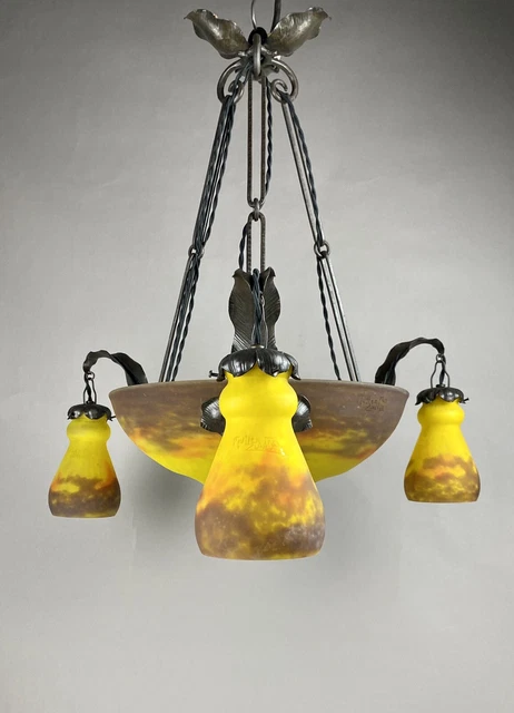 Muller Freres Luneville Art Deco Chandelier Ceiling Light Deckenlampe Leuchter
