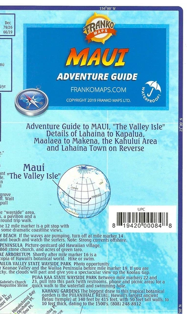 MAUI HAWAII ADVENTURE Guide Map, by Franko Maps £5.65 - PicClick UK