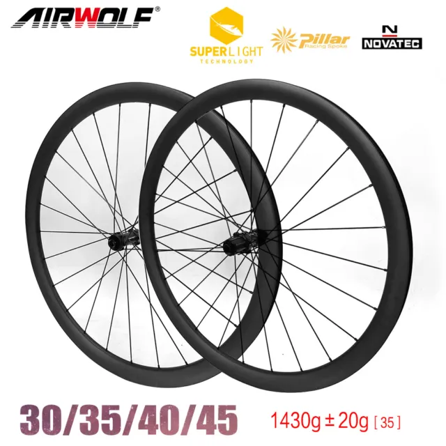 AIRWOLF T1100 Carbon Gravel Wheelset 700c Road Bike 1430g Tubeless Cyclocross