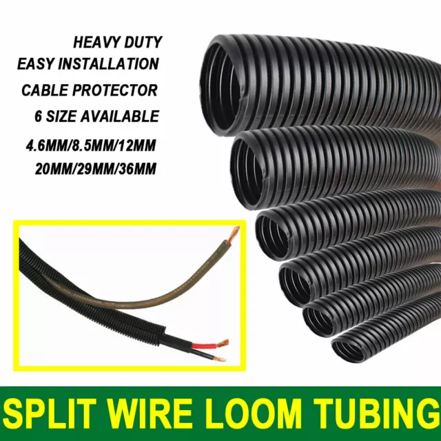 Split Wire Loom Tubing Corrugated Conduit Cable Sleeve Auto Power Cord Organize