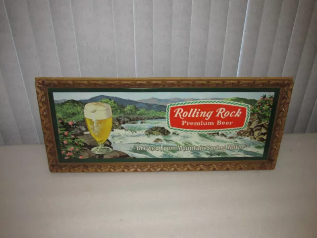 Vintage Rolling Rock Beer Sign Brewed From Mountain Spring Water Plastic RARE