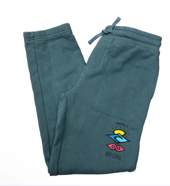 Rip Curl Boys Pants Sz 14 Search Icon Track Fleece Joggers Sweatpants Green DZ