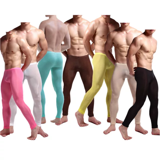 Men Leggings Shiny Leather Pants PVC Wetlook Long Tight Trousers Club Dance  Wear