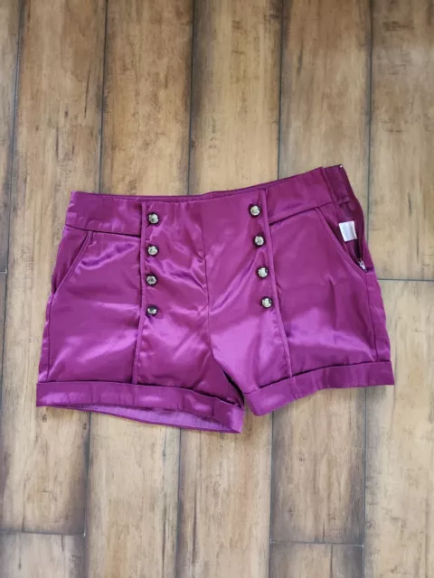 Womens ~Have & Have~ Dark Fushia Lined Satin High Rise Shorts Size Medium/29.5"