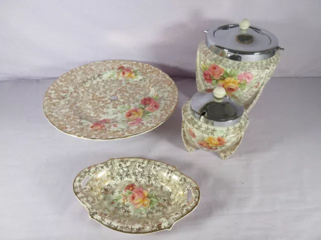 AJ Wilkinson Celtic Rose Art Deco Biscuit Barrel Mustard Jar Cake Stand Dish 2