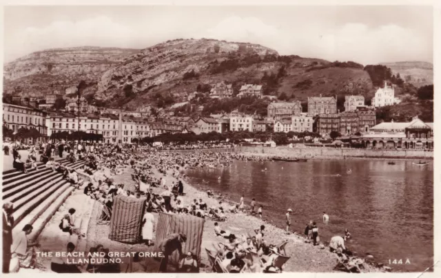 Vintage Postcard - Beach & Great Orme, Llandudno, Caernarvonshire - c1957 RP