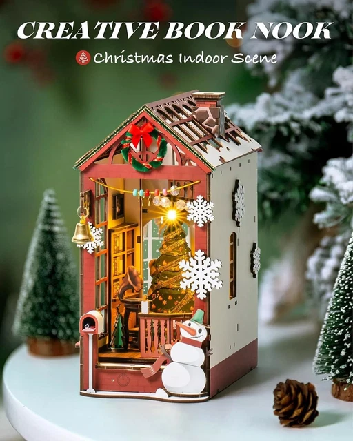 ROLIFE CHRISTMAS BOOK Nook Kit Book Shelf Insert Decor DIY Mini