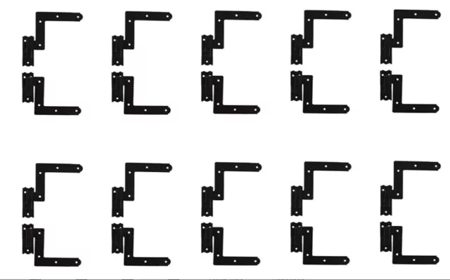 Black Wrought Iron Shutter Lift Off Pintle Hinges 6.5" L with Hardware Pack of 4