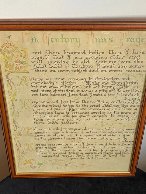 17TH CENTURY NUNS Prayer Illuminated Calligraphy - Framed EUR 161,87 -  PicClick IT