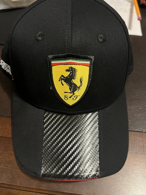 Scuderia Ferrari Official Racing F1 Logo Strapback Adjustable Hat Carbon Cap NEW