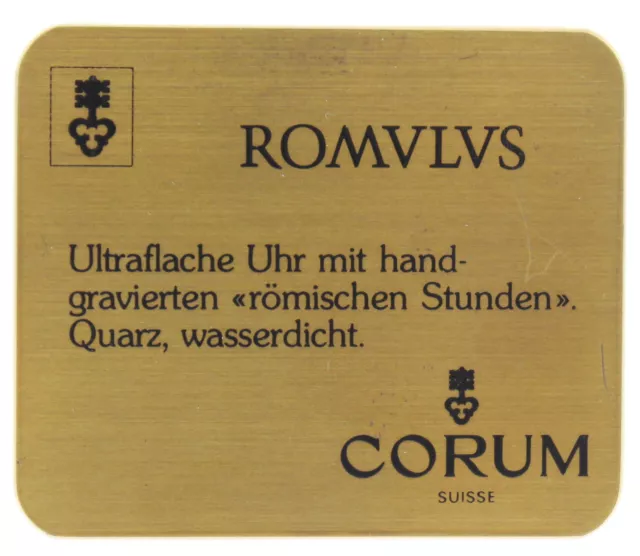 CORUM ROMULUS DISPLAY SCHILD FÜR JUWELIERE - ca.80er Jahre 2