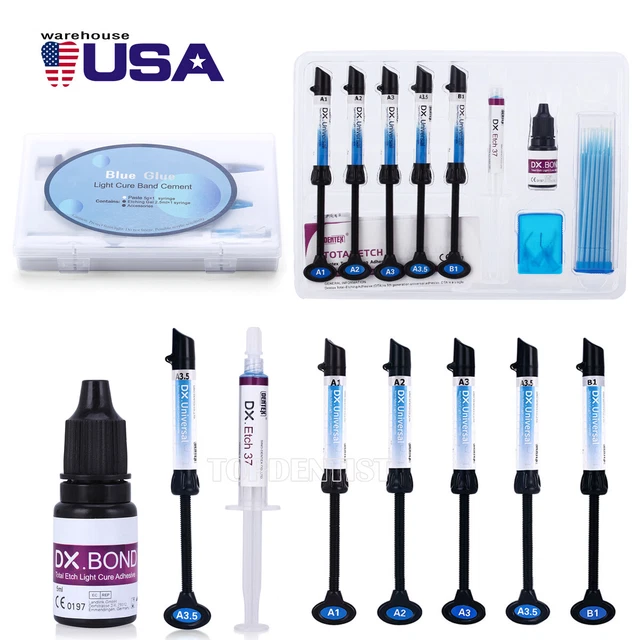 DENTAL DUAL CURE Resin Bonding Adhesive Blue Glue Etching Gel Adhesive