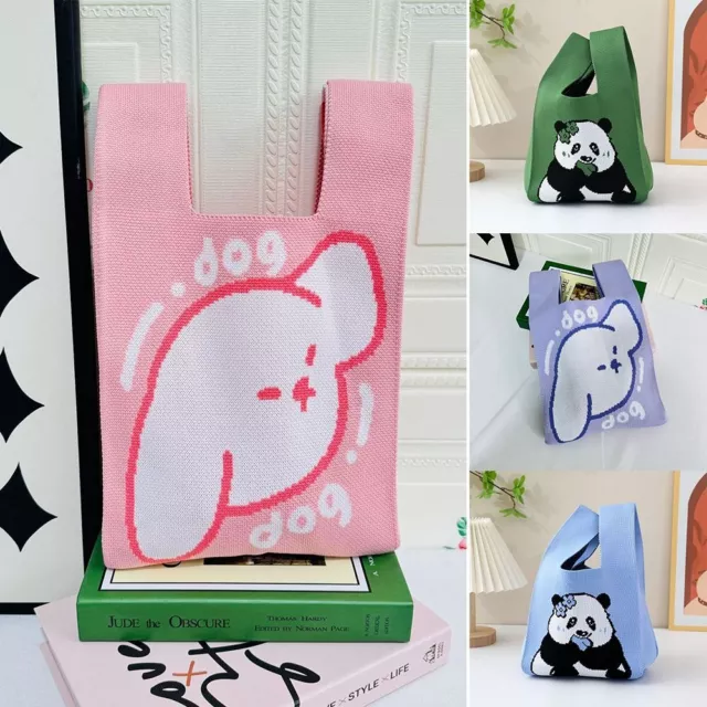 Handmade Tote Bag Cartoon Animal Embroidery Handbag Shopping Bags  Women Girls