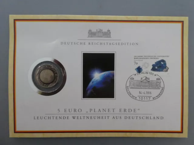 Numisbrief, BRD, 5 Euro, Blauer Planet Erde, 2016 J, Polymerring