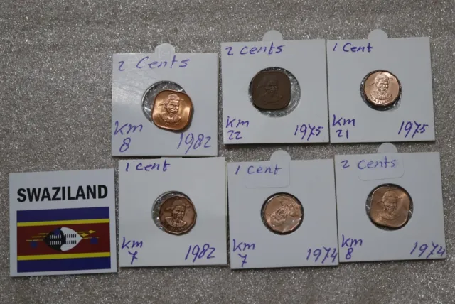 Swaziland - 1 + 2 Cents - 6 Coins Collection B49 #N360