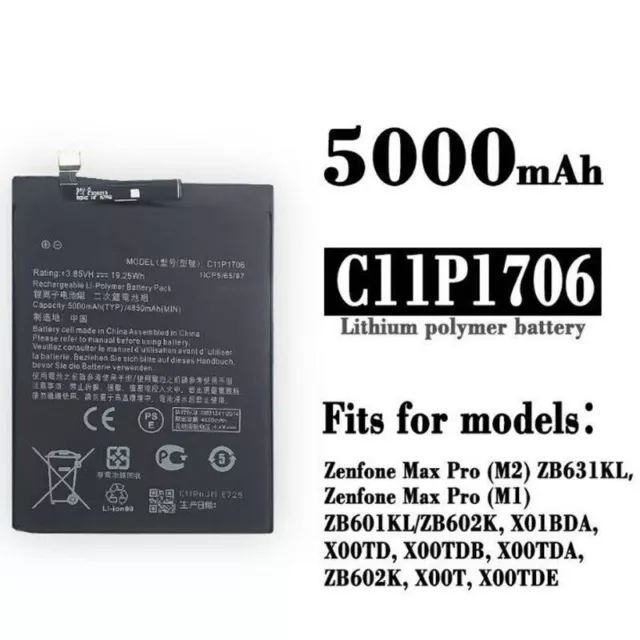 New Battery New C11P1706 For ASUS ZenFone Max Pro ZB602KL ZB631KL ZB601KL