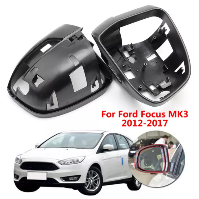 PAIR L+R DOOR Side Wing Mirror Frame Cover Support Fits Ford Focus