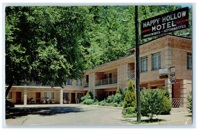 1951 Happy Hollow Motel Restaurant Hot Spring National Park Arkansas AR Postcard