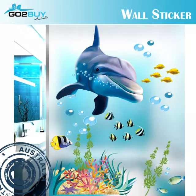 Wall Stickers Removable Sea World Dolphin Ocean Fish Room Decal Gift Bathroom