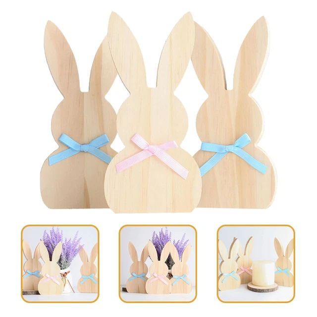 3 Pcs Découpes De Lapin Décoration Panneau En Bois Lapin Boiseries Décorer