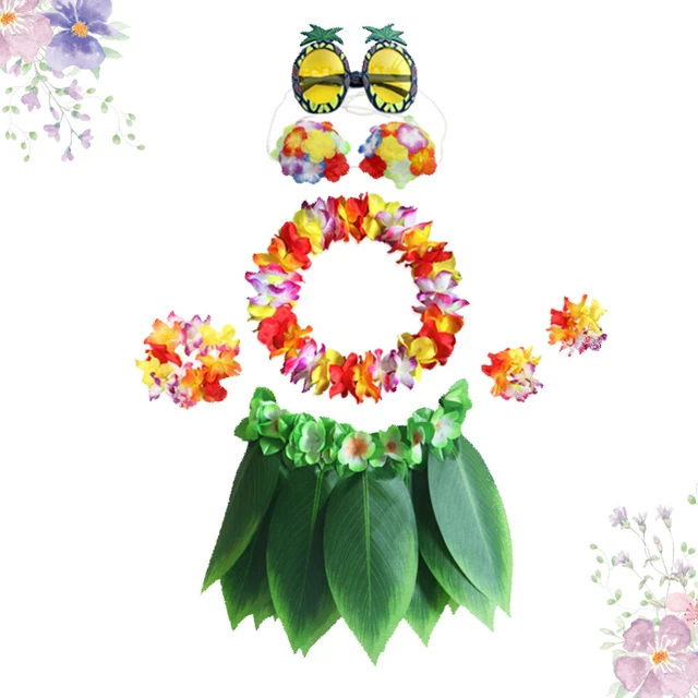 7 pz abbigliamento da festa Luau per donna gonne luau erba bicchieri da liquore ananas
