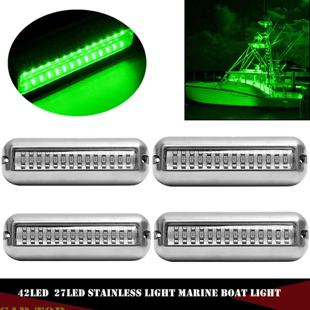 4x 42LED Boat Light Underwater Marine Transom Tail Lamp Stainless Steel Green