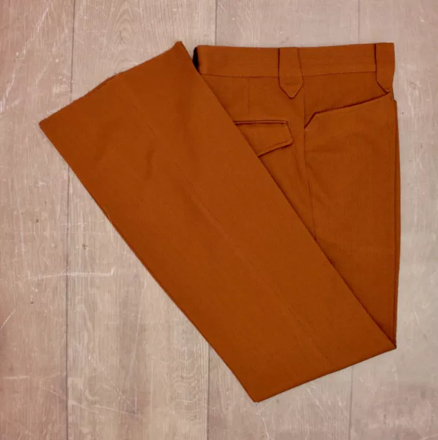 Men's VTG 1970s NOS Burnt Orange Western Pants Sz 30x35 70s Polyester