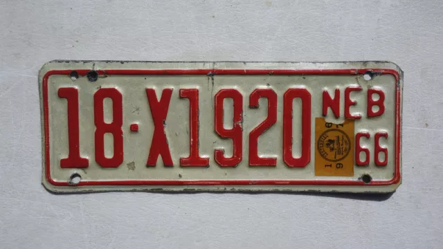 1966 1967 Nebraska Trailer License Plate Tag