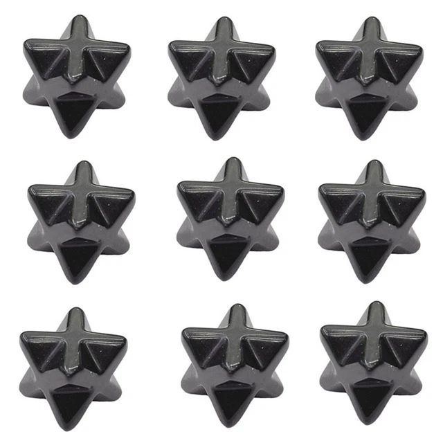 20pcs 25mm Natural Obsidian Stone Merkaba Star Healing Reiki Adventurine Decor