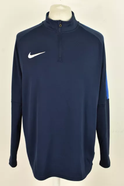 NIKE Blue Sports Jumper size L Mens Dri-Fit 1/4 Zip Pullover Outdoors Outerwear