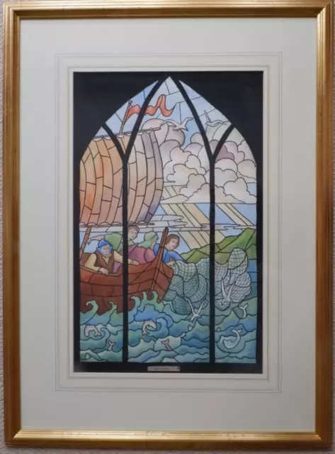 Mary Graham (1928 - 1970) ) Stained Glass Window Design. Watercolour.